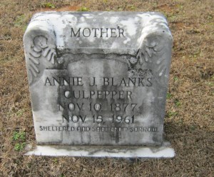 culpepper annie j blanks headstone