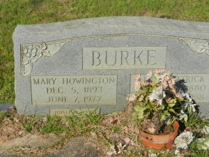 burke Mary Howington Burke headstone