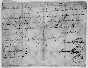 Marriage document James Rodgers and Elizabeth Hays GreeneCoTN1790